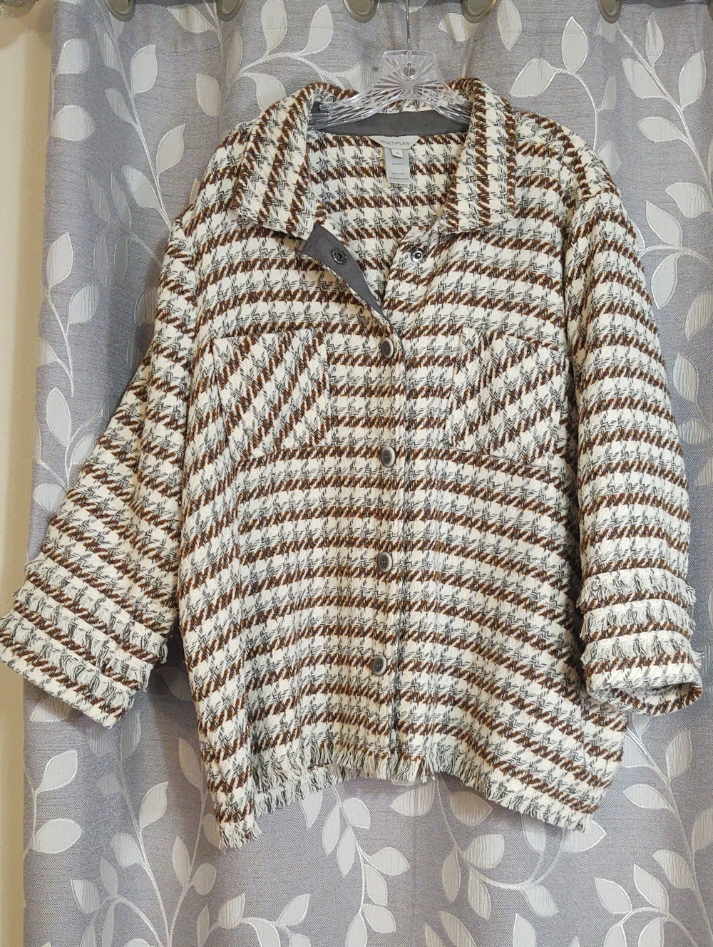 Multiples Textured Houndstooth Jacket size 2X